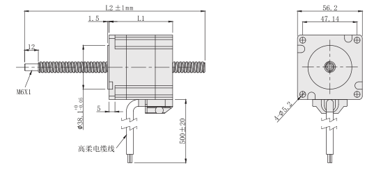 贯通轴57丝杆最新91视频网站外形尺寸图