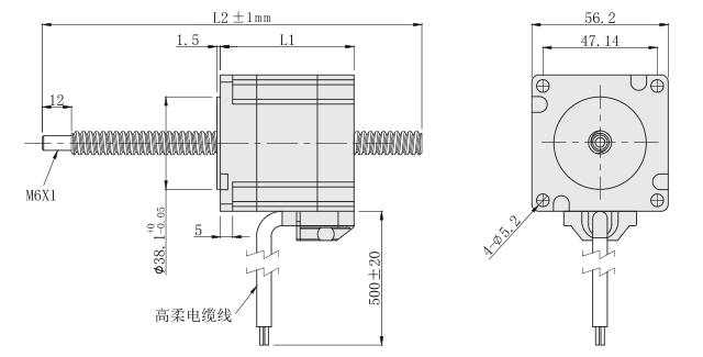 固定轴57丝杆最新91视频网站外形尺寸图